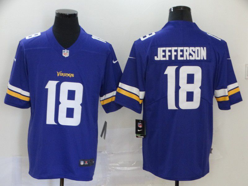 Men Minnesota Vikings 18 Jefferson Purple Nike Vapor Untouchable Stitched Limited NFL Jerseys